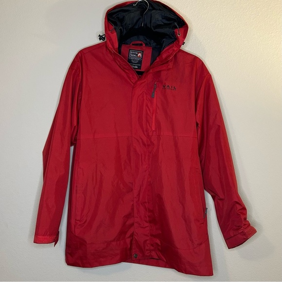 Ski Jacket XS Red Water Resistant Outfitter Trading Vail Colorado Hood Full Zip - Picture 2 of 15